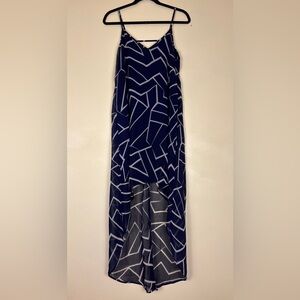 Lovely Day High Low Dress in Navy‎ and White